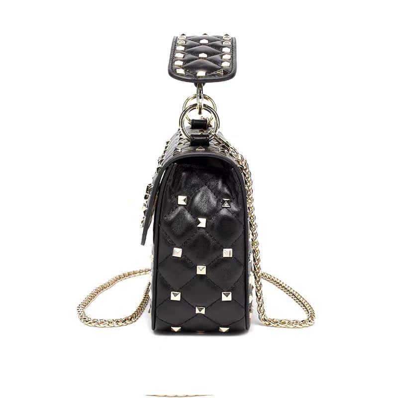 Studded Calfskin Leather Shoulder Bag