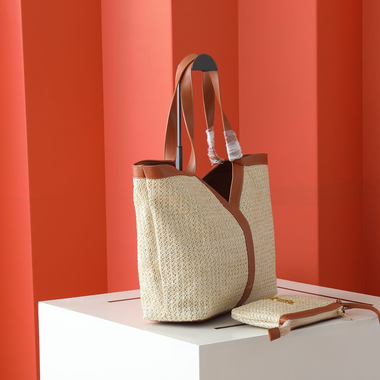 Saint Laurent Rive Gauche Raffia Tote Bag