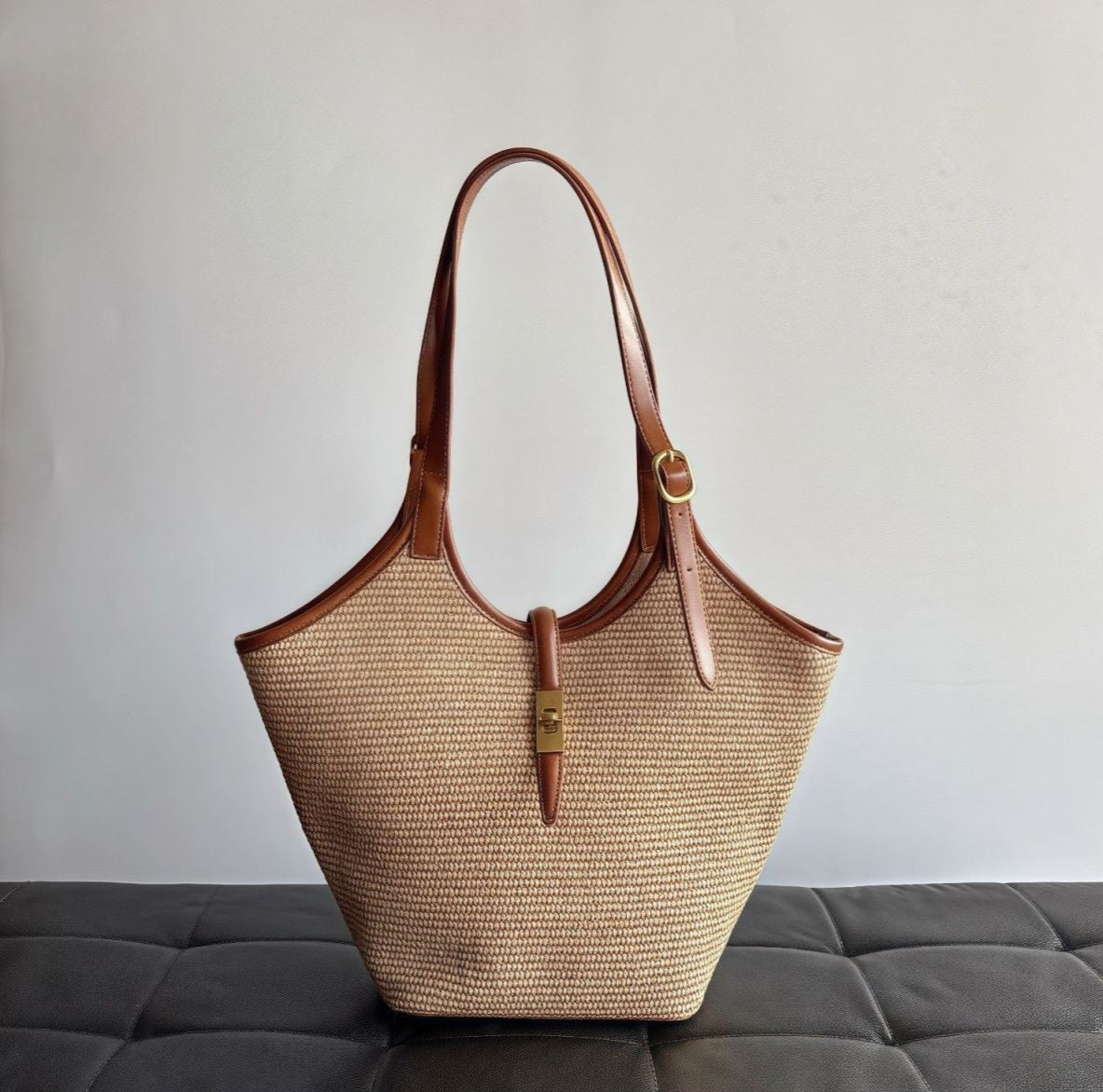 Raffia Bucket Tote