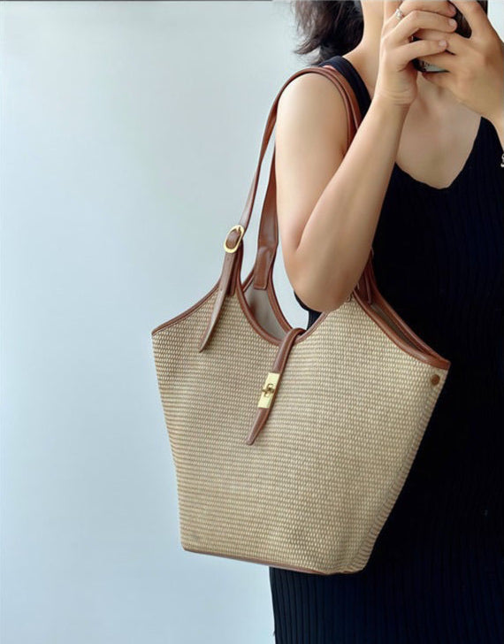 Raffia Bucket Tote